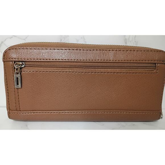 GUESS Laurel SLG Cognac Medium Zip Around Wallet - Picture 2 of 4